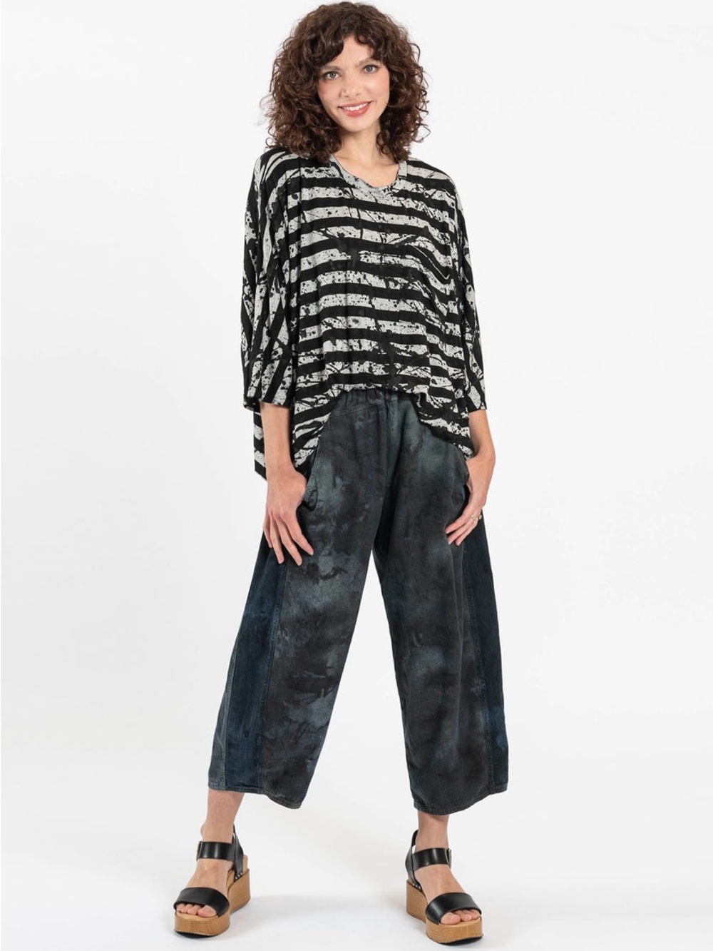 NWT Cynthia Ashby Emory Pant in Patina Denim Women’s XL Cotton Cropped Pull-on